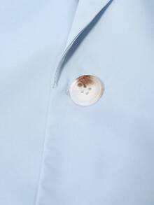 Manfinity Bizformal 男士商务休闲正装通勤修身西装套装 - 淺藍色 - 查看 5