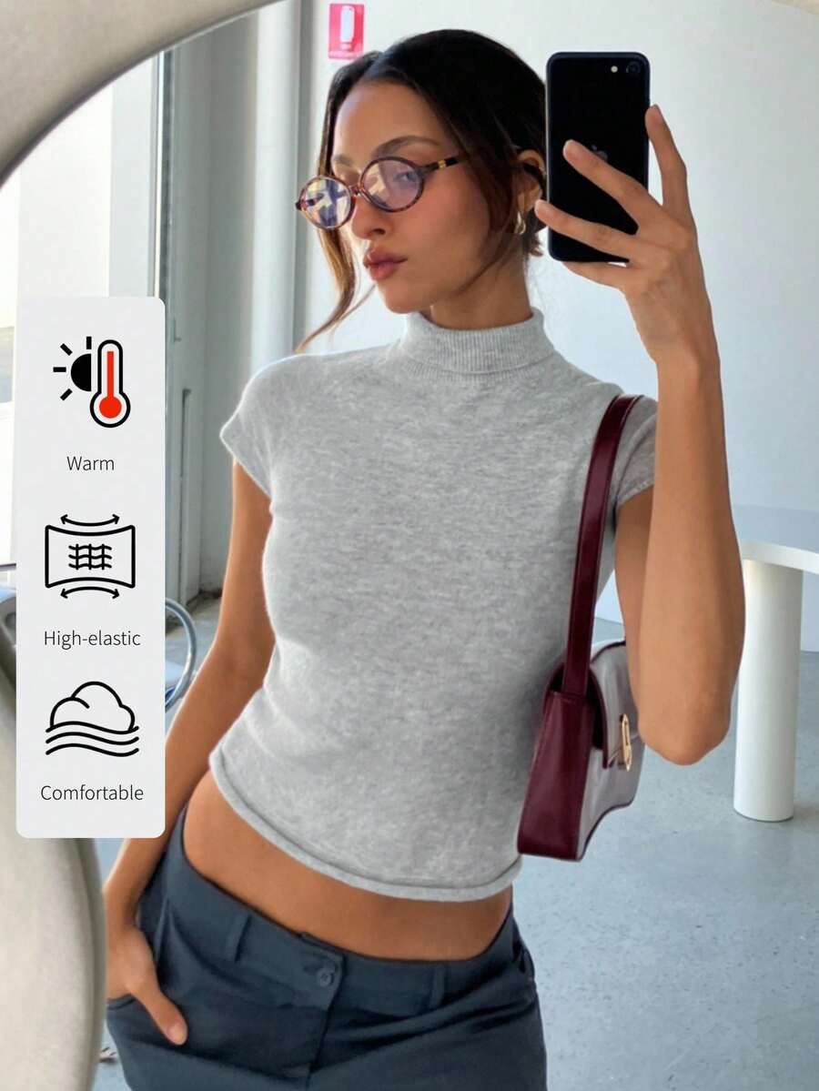 Aloruh 女式高领长袖紧身羊毛衫上衣，秋冬