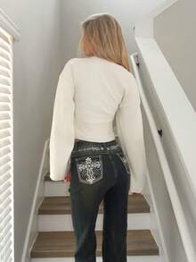 Sydney Algeri Áo cánh tay chuông màu trơn đơn giản, thoải mái cho mùa đông 2025 dành cho nữ, thích hợp mặc đi làm/Giáng sinh/Giáng sinh/Năm mới/Lễ tạ ơn/Áo tốt nghiệp/Thanh lịch/Áo cánh nữ thanh lịch/Áo cánh nữ thời trang/Áo thời trang/Áo thường ngày mặc ở nhà/Áo cổ chữ V khoét sâu/Màu sắc rực rỡ/Dạo chơi/Áo thường ngày thoải mái - Màu be - Xem 2