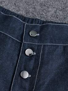 PAVTROS Men's Casual Front Button Long Sleeve Denim Effect Jacket And Pants Set - Blue - View 6