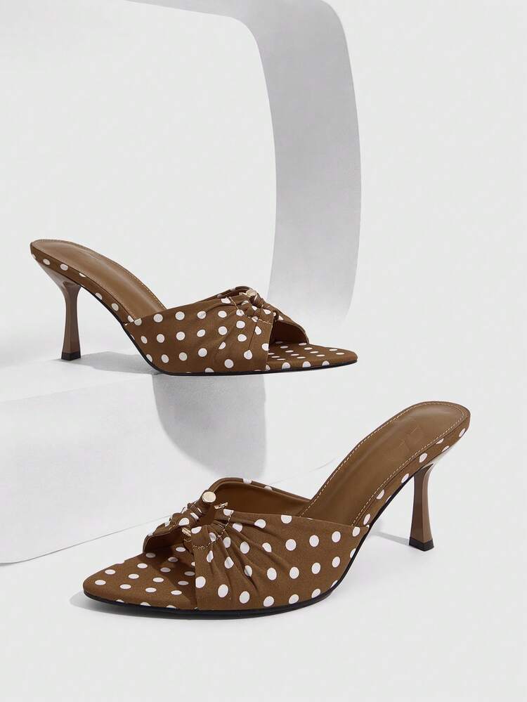 CUCCOO SZL Women's Elegant Polka Dot Heeled Sandals For Commuting Spring Shoes