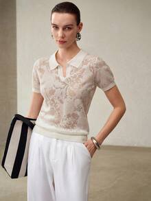 MOTF PREMIUM POINTELLE KNIT SOLID V-COLLAR KNIT TOP - White - View 5