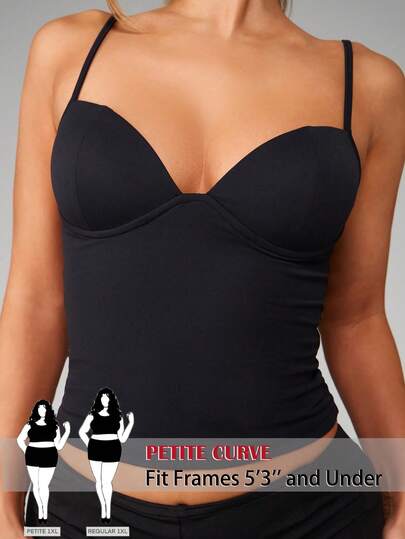 SHEIN PETITE CURVE Plus Size Women Solid Color Sexy Fitted Camisole