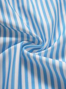 HELLO KITTY AND FRIENDS | SHEIN 女童条纹卡通图案方领连体泳衣 - 藍色 - 查看 6