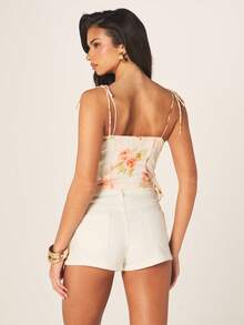 MISSGUIDED 女士花卉蕾丝边饰荷叶边束身胸衣，心形领口，系带肩带，适合夏季场合 - 彩色 - 查看 2