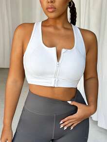 Easithlete Plus Size High Impact Front Closure Adjustable Sports Bra - White - View 7