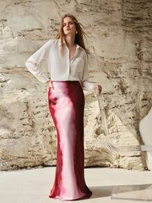 MOTF PREMIUM WOMEN'S OMBRE PRINT MAXI FISH TAIL SKIRT - Multicolor - View 1