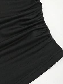 Olithes 2 件女士优雅立领长袖 T 恤和长针织裙套装，秋冬 - 黑色 - 查看 7