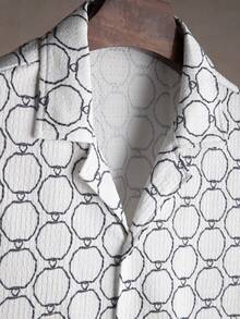 Manfinity RSRT 男士夏季休闲度假风全印花短袖衬衫 - 白色 - 查看 3