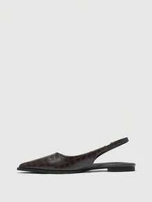 CUCCOO BIZCHIC Bailarinas de punta, zapatos bajos versátiles de mujer con estampado de cocodrilo para ir y venir, zapatos finos de slip-on - Café marrón cocodrilo - Ver 9