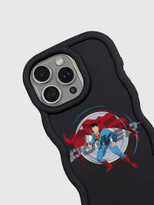 SUPERMAN X SHEIN 超人哑光磨砂黑波浪纹硅胶手机壳，镜头保护防震套，DC漫画英雄日常礼物配件，兼容iPhone和Galaxy手机，兼容iPhone 16/iPhone 17/iPhone 17 Pro Max/iPhone 12 Pro，兼容iPhone 17 Pro手机壳，手机配件，Galaxy S25 Ultra手机壳，可爱手机壳，Galaxy S24 Ultra手机壳，快速发货 - 黑色 - 查看 8