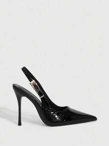 CUCCOO SZL Women's Pointed Toe Buckle Design Fashion Daily Wear High Heel Mules Spring Shoes - Black - View 3