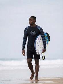 Manfinity VDAYZ 男士圆领插肩袖长袖休闲沙滩泳衣防晒衣套装 - 彩色 - 查看 1