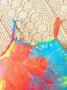 Young Girl Casual Daily Street Tie-Dye Jumpsuit - Multicolor - View 4