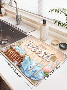 1PC Multipurpose Rubber Bottom Absorbent Quick Drying Dustproof Protector Mat Pattern Print Washing Machine Top Pad Fridge Cover Mat Coffee Station Desktop Mat Laundry Room Kitchen Dining Room Home Appliance Accessories Modern Home Decor - Multicolor - View 12