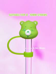 SHEIN X Care Bears 可爱绿色小熊吸管套，防尘可重复使用，适用于直径 8-10 毫米的吸管，本产品不含吸管，情人节礼物 - 綠色 - 查看 3