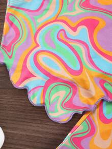 SHEIN 2pcs Baby Girl Knitted Sleeveless Vest And Flared Pants Set - Multicolor - View 4