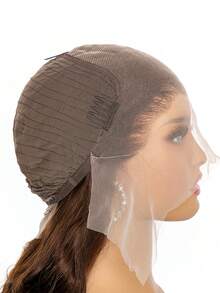 巧克力棕色波浪卷发真人发假发，13*6透明蕾丝前假发，带婴儿发，预先拔毛，女士款 - S4 - 查看 8