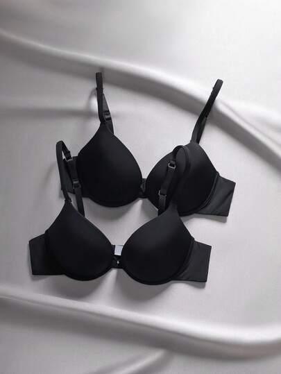 2 piezas Sujetadores sin aros de unicolor y minimalistas para mujeres