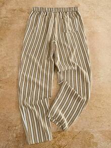 HIMLAND Men's Striped Drawstring Waist Pocket Casual Pants - Multicolor - View 2