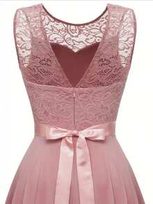 Olithes Vestido rosa sin mangas de encaje para mujer para el verano - Rosa - Ver 3