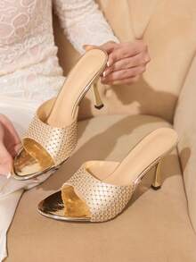 CUCCOO TILAWA Dammode Dagliga Slip-On Högklackade Sandaler - Ljusguld - Visa 8