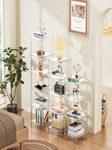4/5/6 Layer Acrylic Transparent Bookshelf, Vertical Independent Corner Shelf, Suitable For Living Room, Bedroom, Bathroom, Small Space - Multicolor - View 4