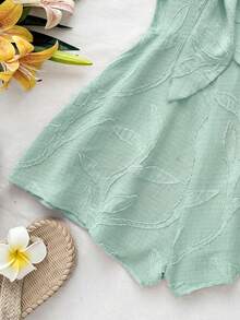 Soleia Bộ áo liền quần nữ mùa xuân/hè kiểu dáng du lịch biển, họa tiết màu nước, họa tiết silhouette, kiểu xoắn phía trước, hở lưng, thích hợp cho tiệc tùng, hẹn hò, ngày Valentine hoặc mặc nhiều lớp. - Màu xanh Bạc hà - Xem 4