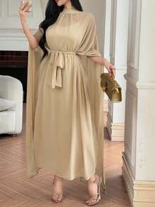 DAZY 2 piezas/Set Vestido de mujer de gasa con tirantes finos, vestido de gala formal - Albaricoque - Ver 5