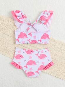 New Arrival Fashion Baby & Baby GirlLeopard Print Ruffle Trim 2-Piece Bikini Set - Pink - View 3