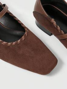 Sleekvia 女士搭扣设计休闲百搭平底鞋 - 咖啡棕 - 查看 6
