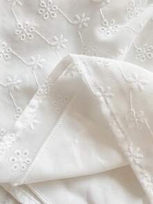 Vintaside Kids Baby Girls' White Cute Summer Flower Girl Sweet Floral Embroidery Ruffle Hem Loose A-Line Dress,Suitable For Birthday Parties,Family Gatherings - White - View 4
