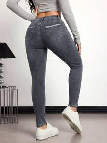 Selenza Jeans casuales y versátiles de mezclilla con bolsillos y botones para mujer - Multicolor - Ver 9