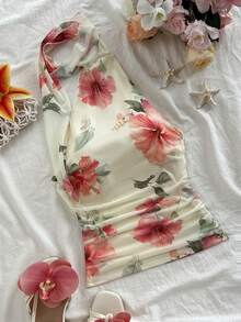 Sunnyshic 2026 Spring/Summer New Arrival Printed Elegant Pleated Fitted Blouse - Multicolor - View 5