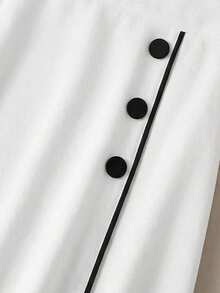 Franclia 纯色A字中长裙，独特撞色设计，夏季时尚之选 - 黑與白 - 查看 4