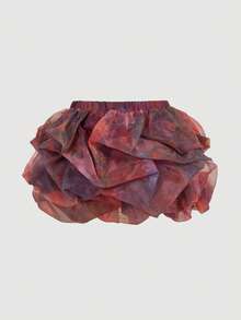 SHEIN MOD 女士扎染花卉褶皱吊带背心和荷叶边腰中长裙两件套 - 彩色 - 查看 6