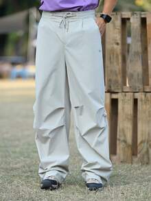 DAZY Pantalones casuales plisados de color albaricoque para hombres, primavera y verano - Albaricoque - Ver 7