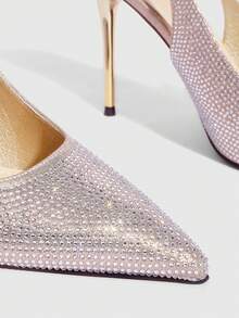 CUCCOO SZL 春秋新款玫瑰金镶钻尖头镀金高跟时尚派对性感前卫优雅女士高跟鞋 - 玫瑰金 - 查看 6