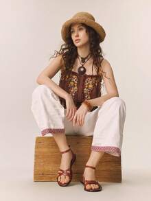 Styleloop Ladies Buckle, Decoration, Flat Sandals, Holiday Atmosphere, Summer Wear, Travel Essentials - Brown - View 7