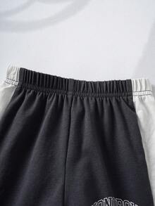 MONOPOLY X SHEIN 男婴休闲卡通字母印花T恤短裤套装，夏季 - 白色 - 查看 7