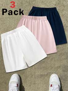 SHEIN 3 chiếc quần short cho bé trai tuổi teen - Nhiều màu - Xem 4