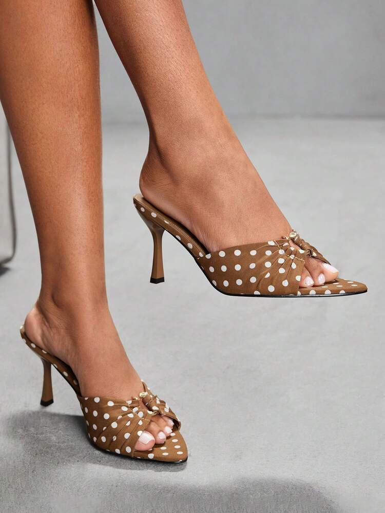 CUCCOO SZL Women's Elegant Polka Dot Heeled Sandals For Commuting Spring Shoes