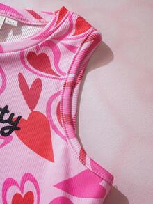 HELLO KITTY AND FRIENDS | SHEIN 少女卡通印花无袖连衣裙，夏季时尚 - 粉色 - 查看 9