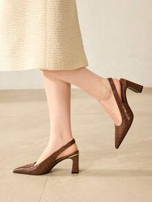 MOTF ZAPATOS DE MUJER CON TACÓN GRUESO Y PUNTA CERRADA - Café integral - Ver 6