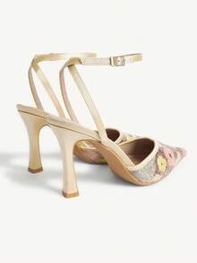 CUCCOO CHICEST Damskor Spetsiga Bröllopsbankett Fest Eleganta Blommor Höga Klackar - Guld - Visa 8