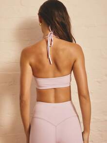 Aralina 休闲运动女式两件套，露背系带露脐上衣和紧身裤，适合健身锻炼 - 紫色 - 查看 4