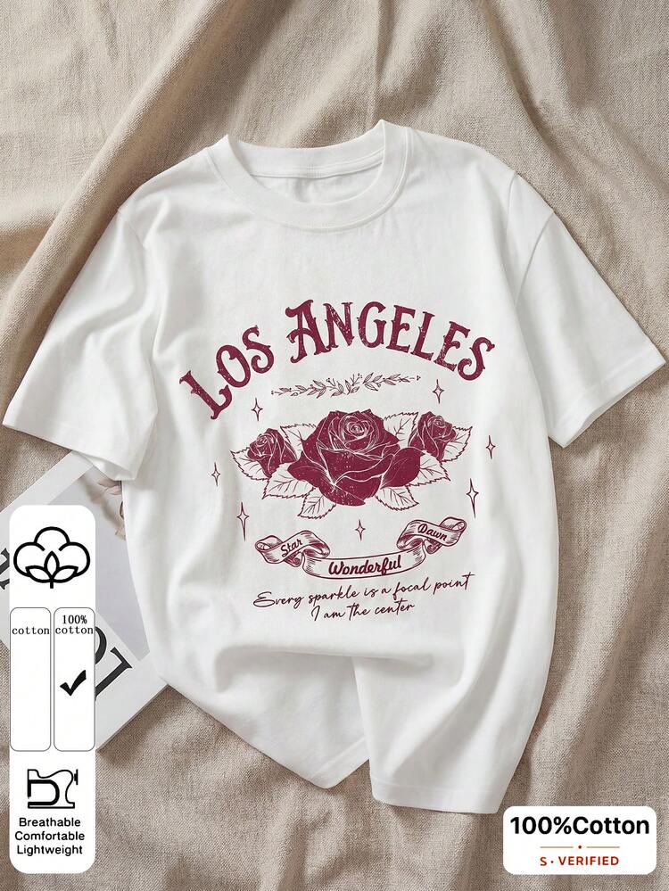 Anewsta White Round Neck Casual Short Sleeve T-Shirt, Suitable For Spring To Summer Holiday