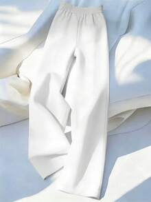 SHEIN Franclia 优雅法式编织，纯白色，单口袋，单扣设计，温柔精致，易于搭配，适合通勤、工作、上学、职场等场合，优雅清新，尽显女性魅力，适合正式和休闲场合，经典百搭的颜色，新款夏季女裤 - 白色 - 查看 2