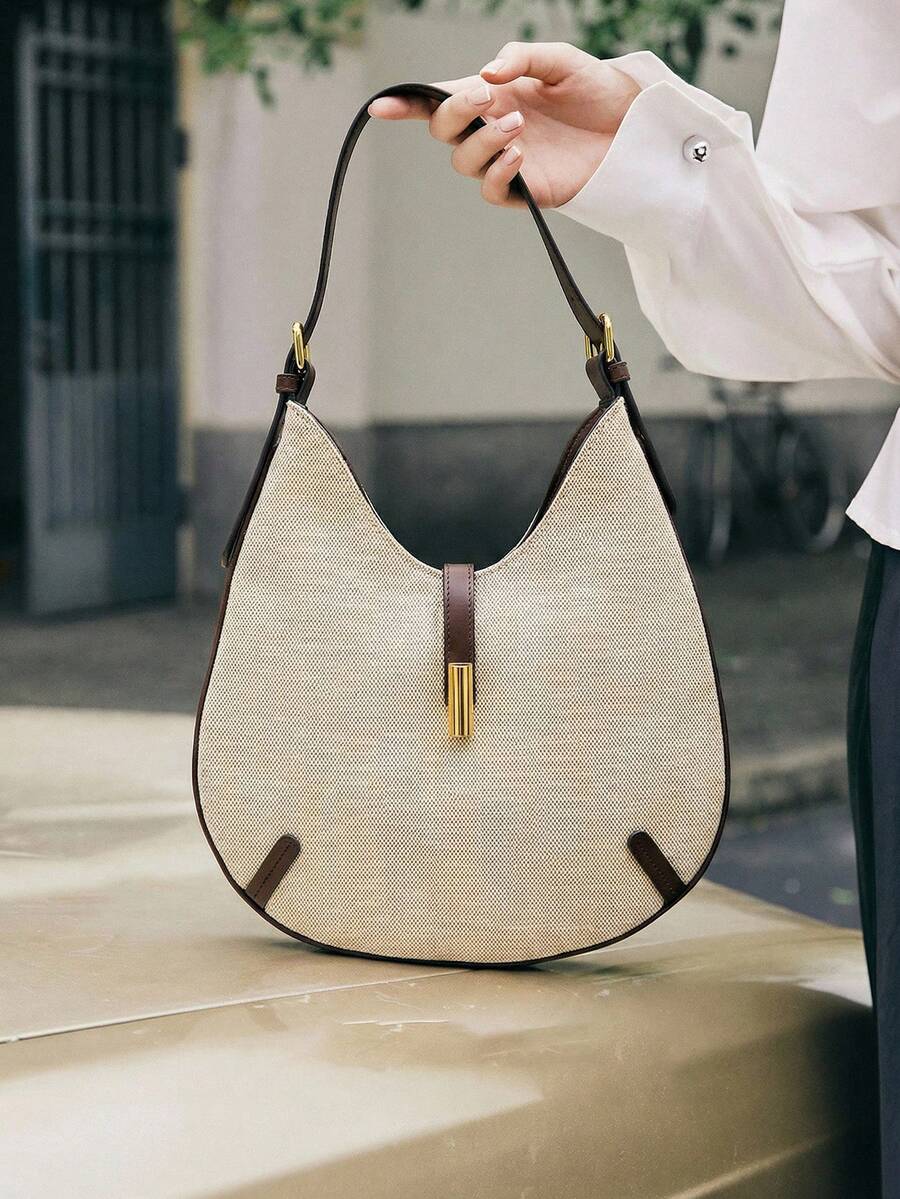 SHECARRY Women's Shoulder Bag, Exquisite Commuting, Casual Vacation Splicing Bag - Apricot - View 1