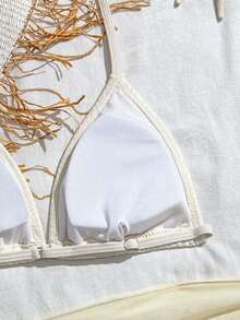 SHEIN 3pcs Teen GirlBlack Swimsuit Set, Beach Holiday Party, Spring/Summer Teen Bikini 3 Piece Swimsuit Set Bikini Bikini Set Bathing Suit Set 3 Piece Bikini Set Seashell Bathing Suit Three-Piece Swimsuit Set Beach Girl Outfit Modest Bikini Set Three Piece Swimsuit Set Bathing Suit Sets Sets 2 Piece Summer Summer Bathing Suits Bikini Set With Sarong Skirt Bathing Suits 3 Piece White Bikini Set Swimsuits White Halter Bikini Swimwear Set Teen Swimsuit 3pcs Set Bikini With Sarong Skirt - Apricot - View 4